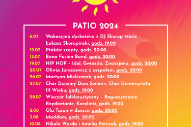 Najbliższy WEEKEND pełen koncertów na WAKACYJNYM PATIO w ratuszu